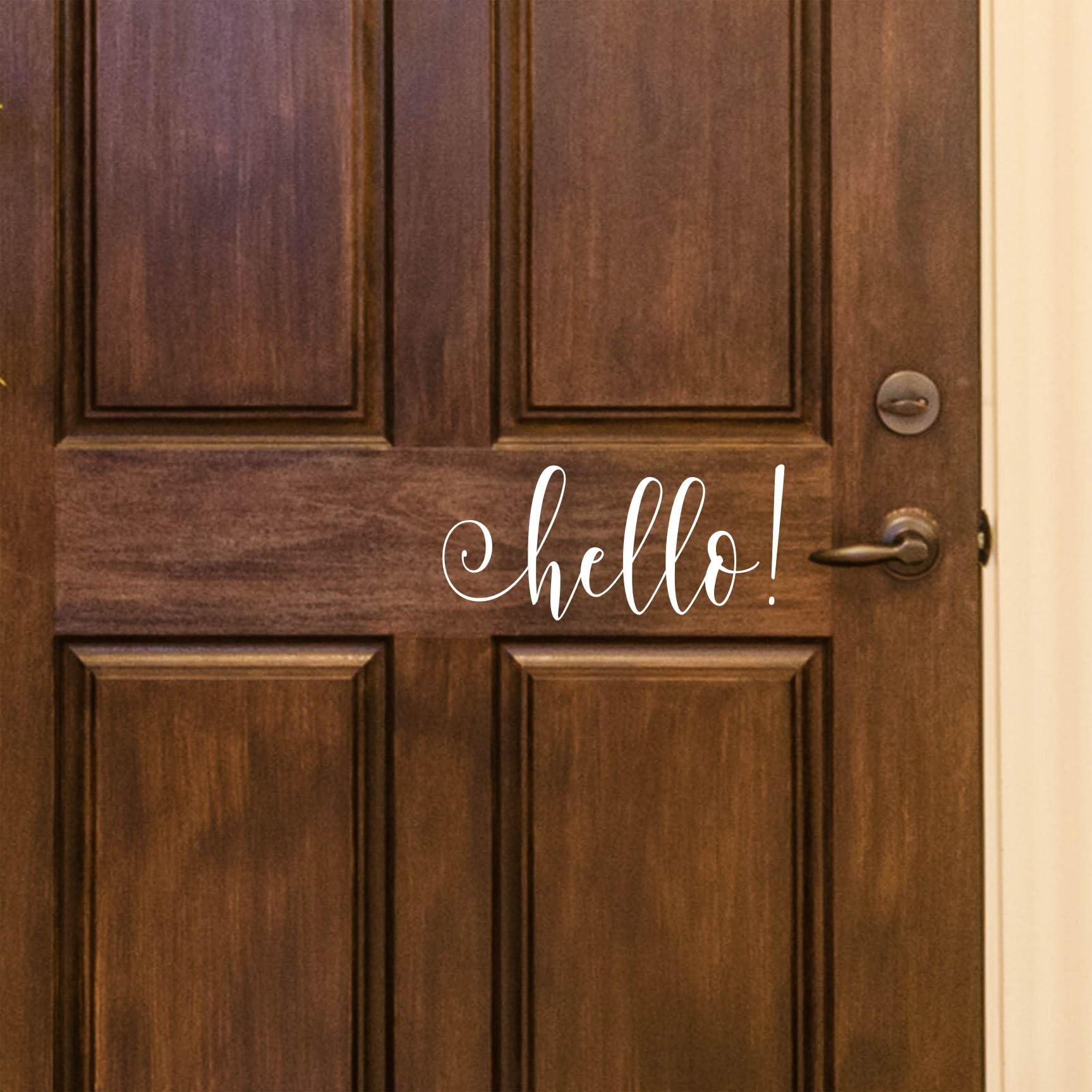 White Hello Vinyl Front Door Decal - Hello Vinyl Decal for the Home or Business, 11" W x 5" H
