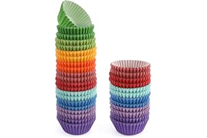 GUSTO [500Pcs] Mini Cupcake Liners for Baking, Colorful Muffin Liners, Food Grade & Grease-Proof, Baking Cups - Bright Assort
