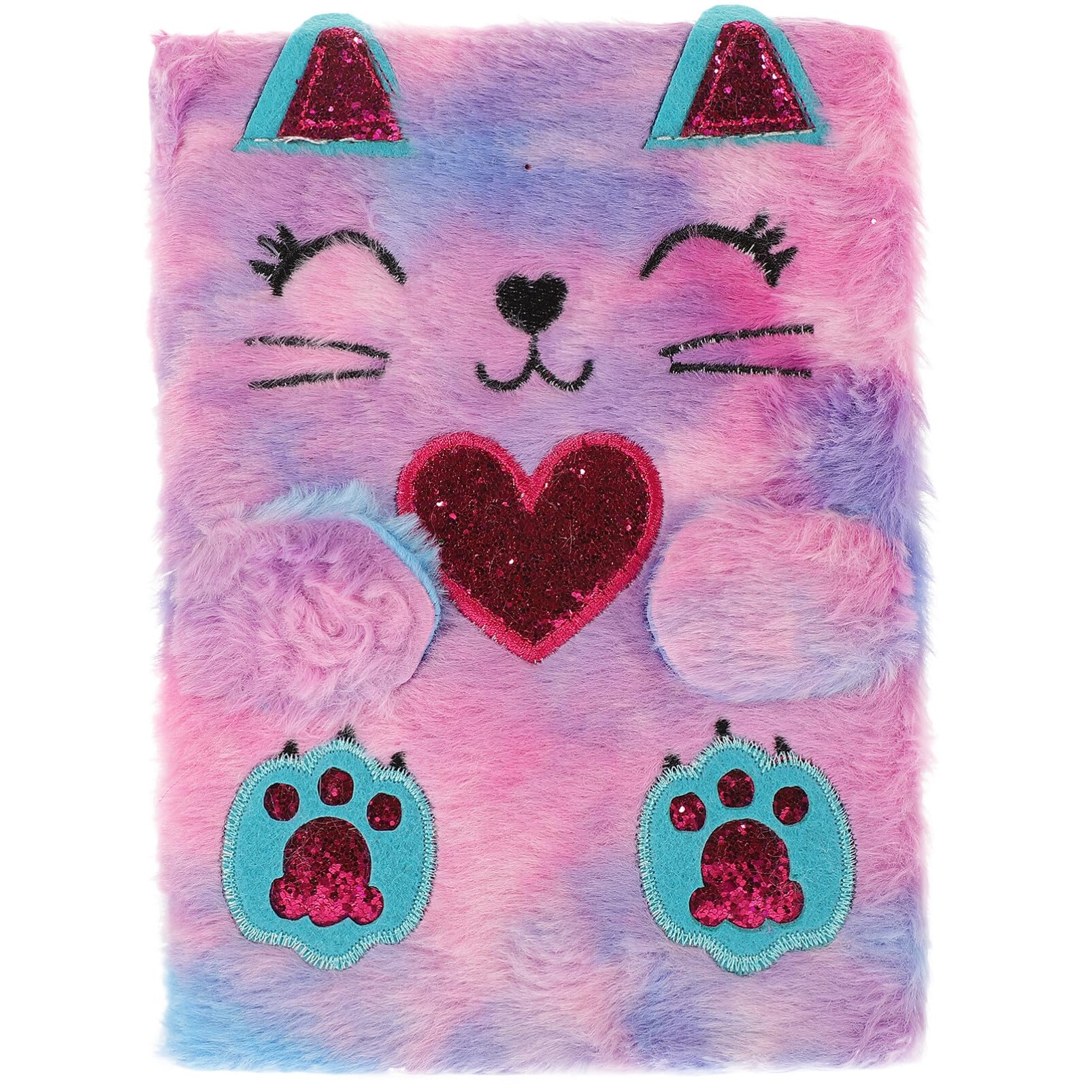 ibasenice Cat Plush Notebook A5 Fluffy Cartoon Diary for School and Travel Cute Writing Journal for Girls Portable Note Accessory