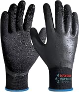 KAYGO Waterproof Work Gloves Double Latex Coated Non-Slip Grip M Black 1 Pair