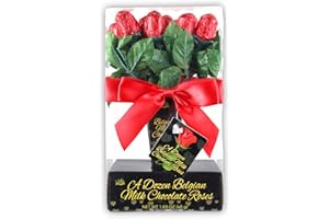 Valentine's Day From the Heart 1 Dozen Belgian Milk Chocolate Roses Bouquet, 2.11 Ounce