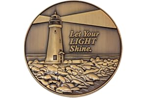 LOGOS COINS Let Your Light Shine Christian Challenge Coin, Pass Along Pocket Token of Encouragement, Handout for Bible Study, Antique Gold Plated Matthew 5:16 Gift