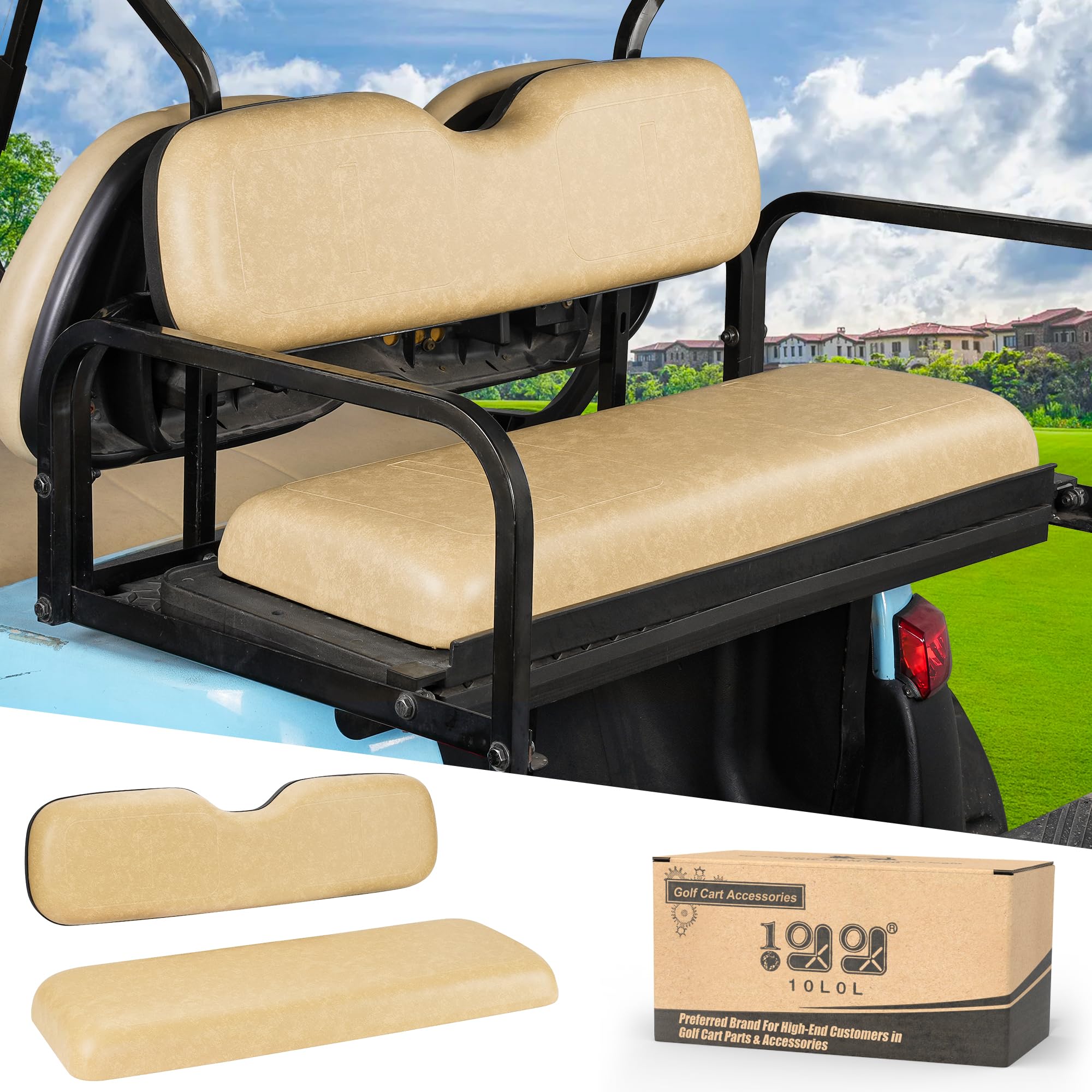 Photo 1 of 10L0L Deluxe Golf Cart Rear Seat Replacement Cushion, Soft Back Seat Cushion for Yamaha, EZGO RXV TXT, Club Car DS precedent and other 4&6 passengers Golf Carts with Flip Rear Seats