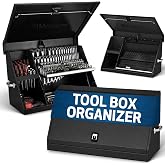 Montezuma &ndash; XL450B &ndash; 36-Inch Portable TRIANGLE Toolbox &ndash; Multi-Tier Design &ndash; 16-Gauge Construction &ndash; SAE and Metric Tool Chest &ndash; Weather-Resistant Toolbox &ndash; Lock and Latching System, Black