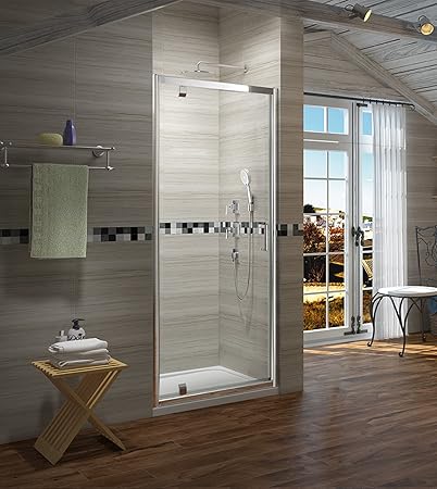 Ibath Piatto In Nicchia 90 Cm Box Doccia Porta Basculante In Vero Vetro Porta Girevole Porta Senza Doccia Tazza Doccia Da Parete Altezza 190 Cm Trasparente Amazon It Fai Da Te Box Doccia Con Porta Basculante