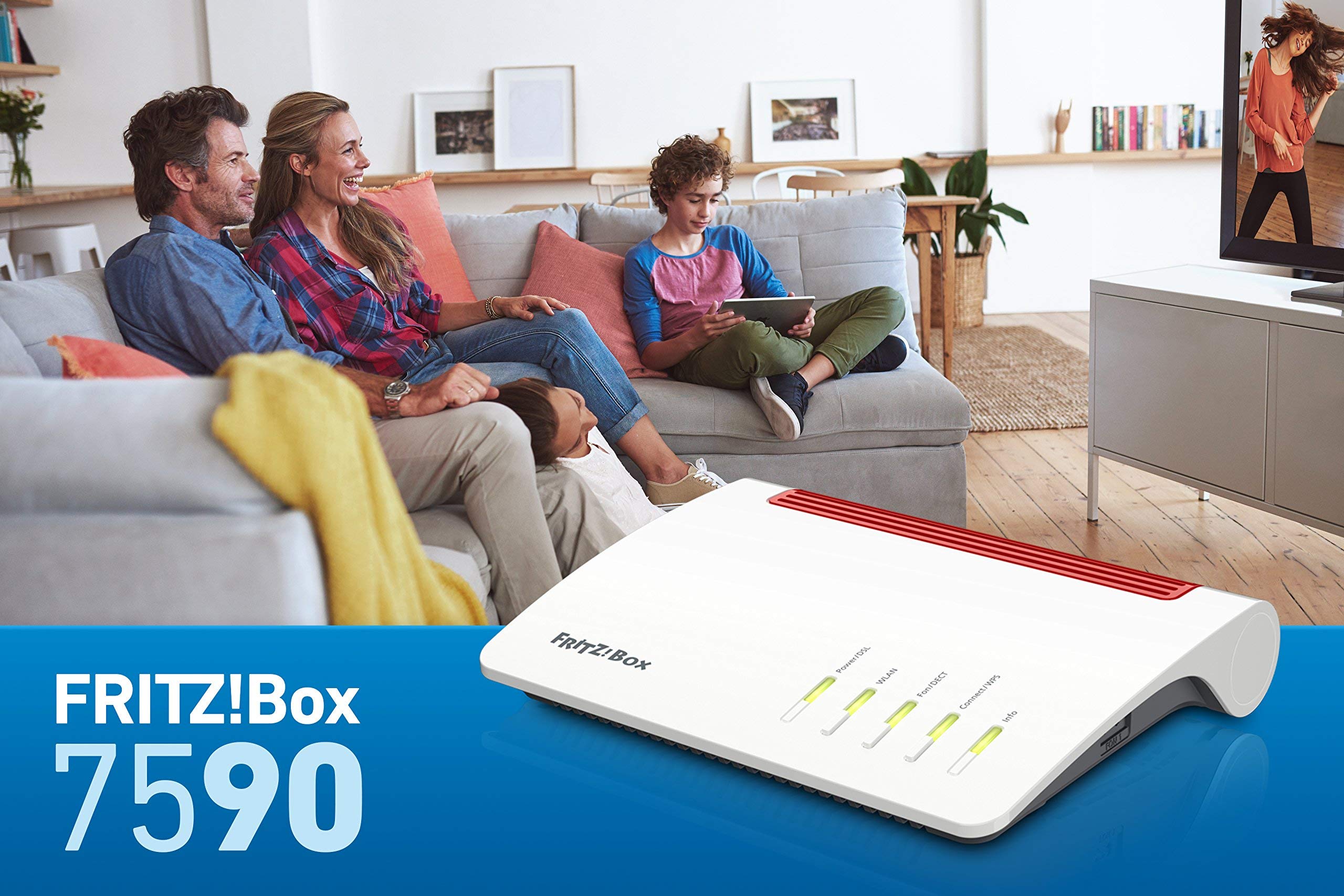 AVM Fritz!Box 7590 High-End WLAN AC + N Router (VDSL-/ADSL, 4x4 MU-MIMO mit 1.733 (5 GHz) und 800 MBit/s (2.4 GHz), DECT-Basis, Media Server) (Generalüberholt) 5