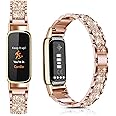Compatible with Fitbit Luxe Band Stainless Steel Bracelet Jewelry Replacement Wristbands Dressy Straps for Luxe for Women(Rose Gold)