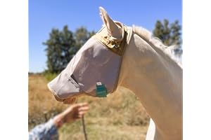 THE SUNNY ZEBRA Horse Fly Mask with Nose Cover 70% Uv Protection Horse Size