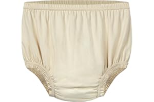 EEOST Adult Diaper Cover Silent Waterproof Plastic Rubber Pants for Incontinence Leak Protection with Light Absorbent Layer (Beige, M)