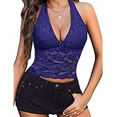 Avidlove Lace Tops for Women Sexy V Neck Halter Top Womens Tank Tops Going Out Concert Y2k Crop Tops S-XXL