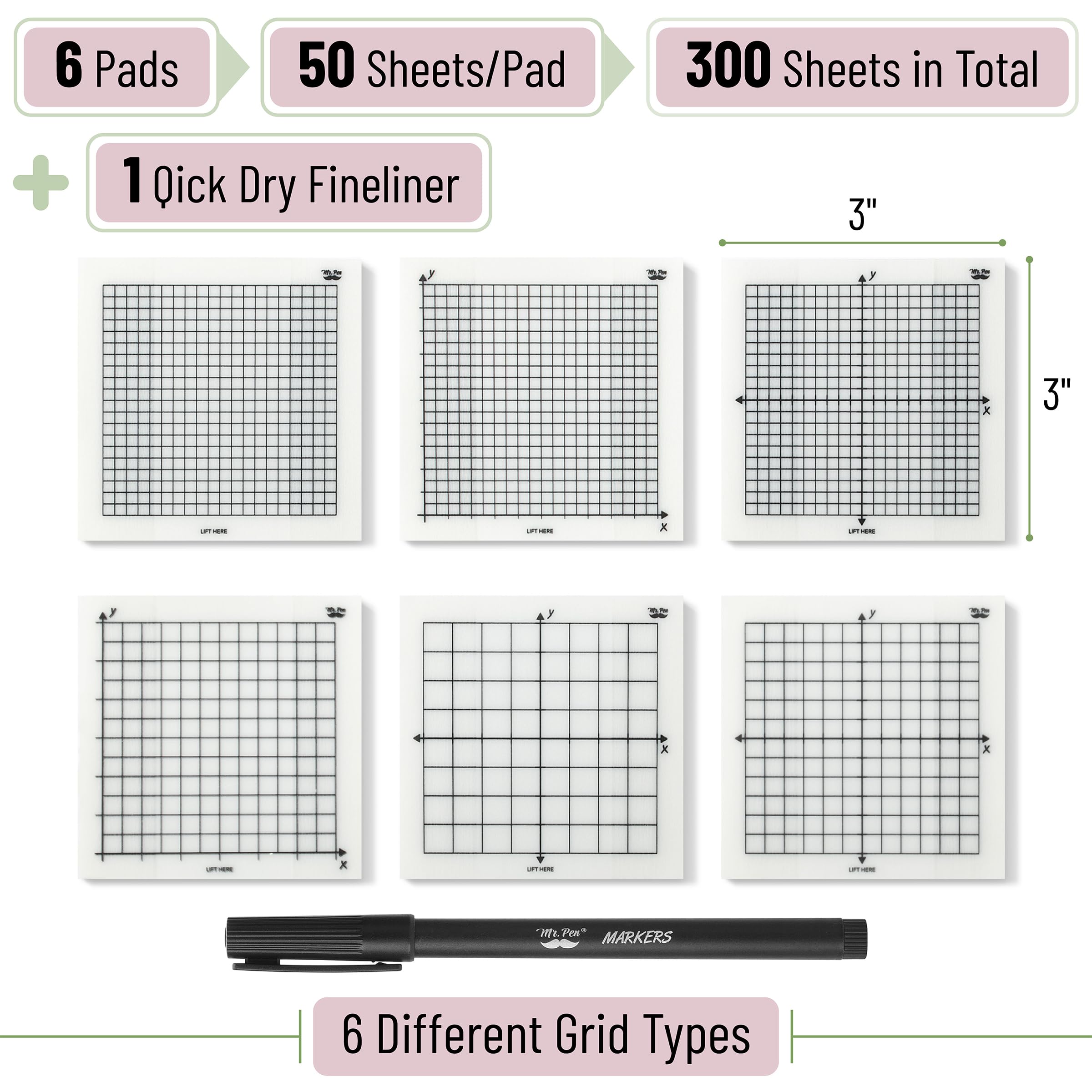 Mua Mr. Pen- Transparent Graph Paper Sticky Notes, 300 Sheets, 3x3 Inch ...