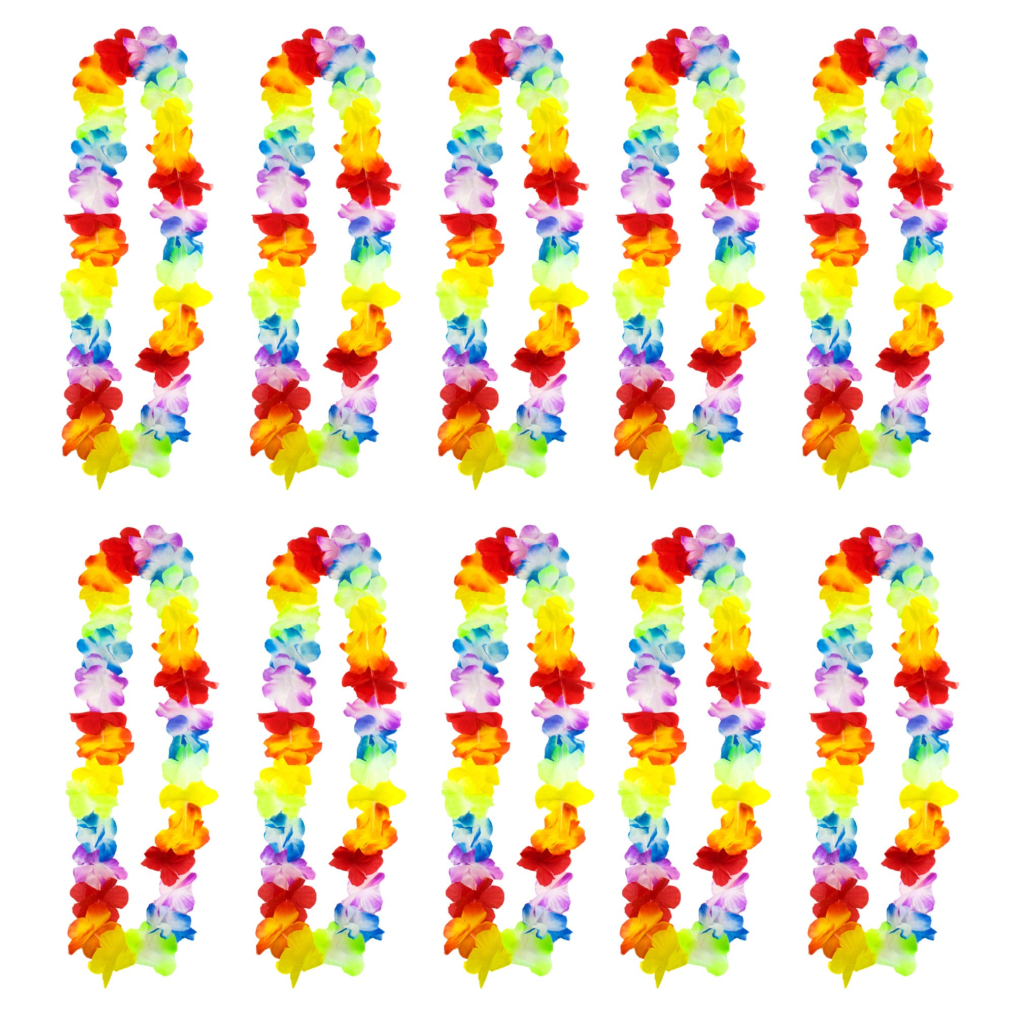 Hawaiian Garland Lei Party Fancy Dress x10 - Flower Garland - Aloha Hawaii Luau - Tropical Floral Necklace - Perfect Prop for Hen & Stag Parties Hawaii Themed Party Accessories – By TRIXES