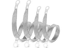 Classicseali 4pcs Ground Strap, 2 Size Dorman Ground Strap Automotive, Grounding Straps with Ring Terminals, Durable Flat Braid Automotive Grounds Straps, for Vehicle Engines