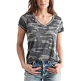 Lucky Brand Women's Camo Burnout Tee Shirt