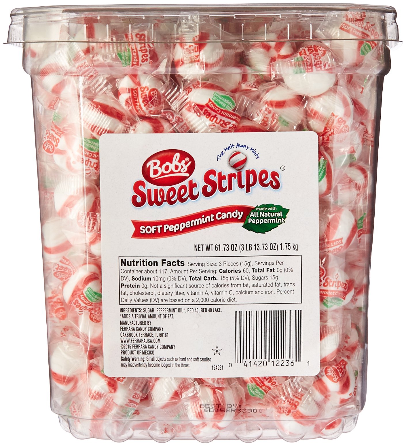 Sweet Stripes Soft Peppermint Candy Bobs 350 Ct Mints Balls Soft Mint