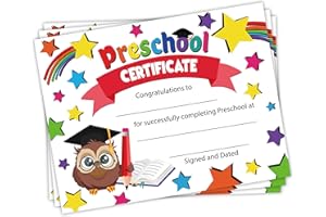 JAPBOR 30pcs Preschool Certificates Paper, Kindergarten Graduation Gifts Diploma Certificate of Achievement Decorations for Printing, End of Year Student Gifts Graduation Ceremony Award Certificates