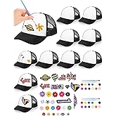 Aneco 48 Pcs DIY Blank Trucker Hats Kit Adjustable Baseball Caps with Embroidered Patches Paint Tools for Sports