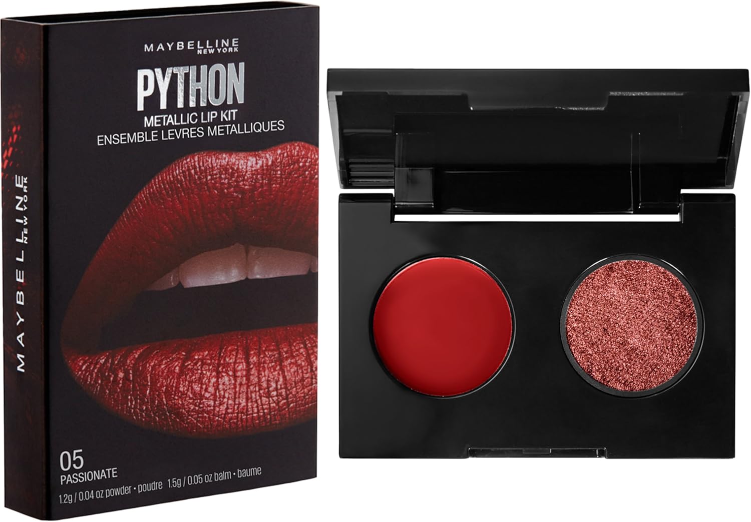 MAYBELLINE - Lip Studio Python Metallic Lip Makeup Kit, Passionate - 0.09 oz. (2.7 g), Red