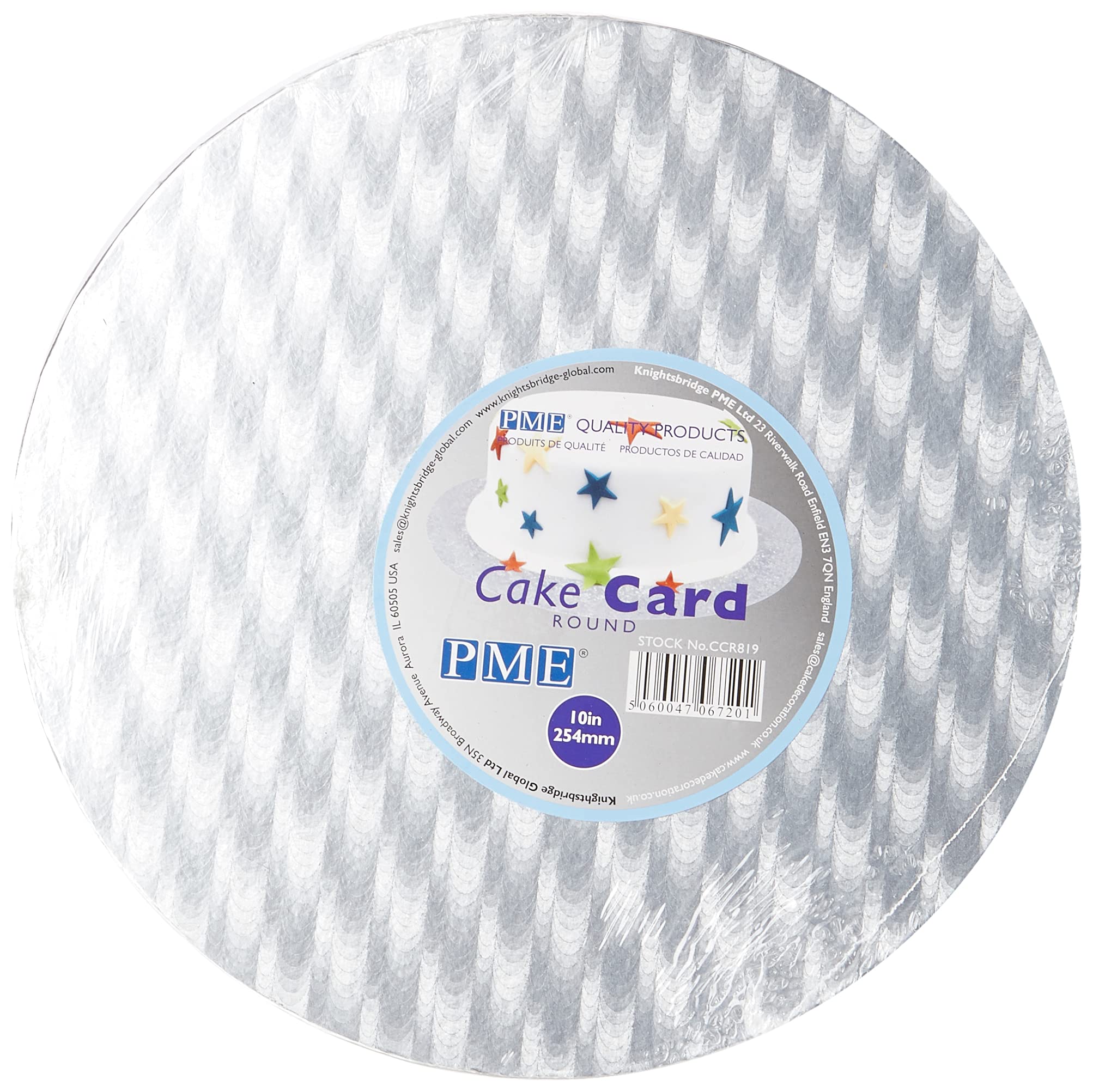 PME CCR819 Round Cake Card 10" / 254 mm, Cardboard, Silver