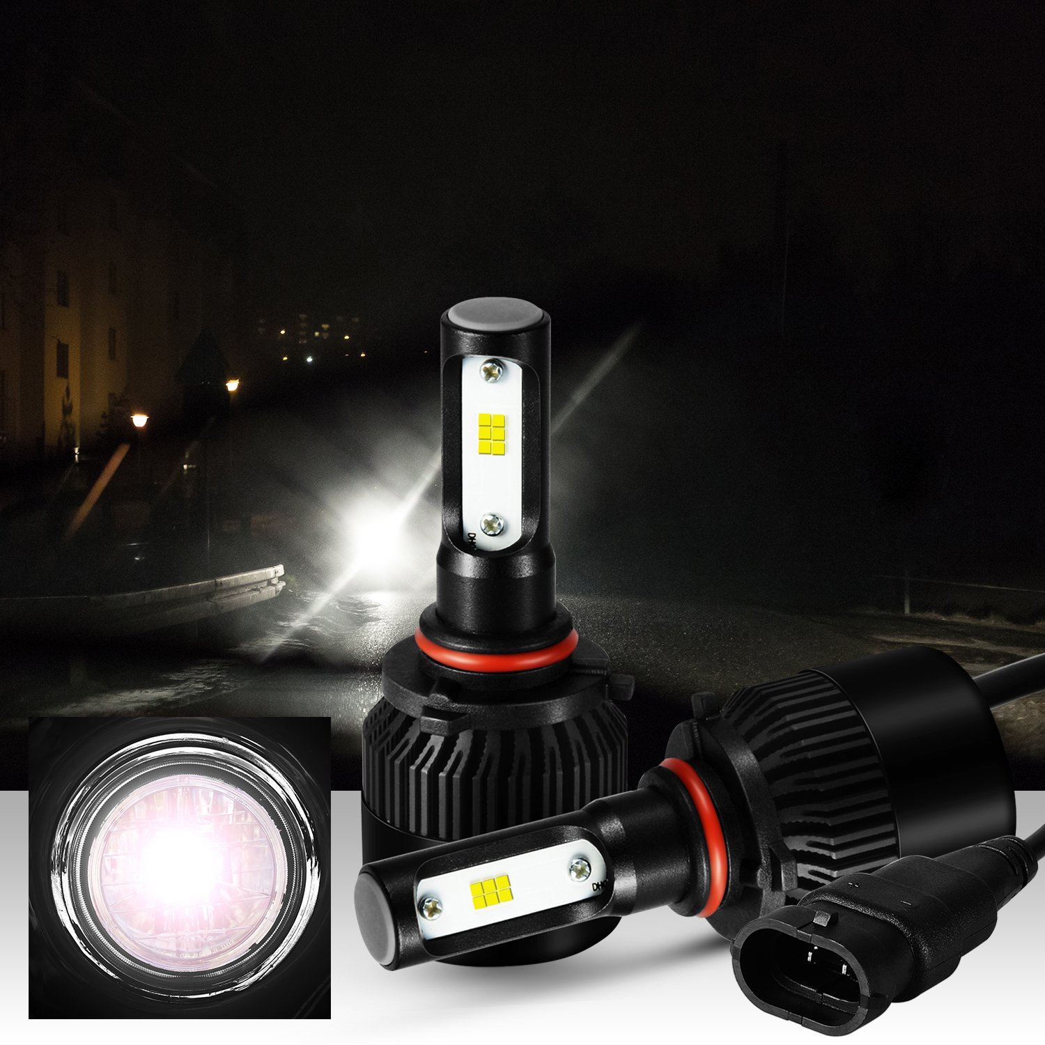 SUGERYY Bright 72W 8000 Lumens 6000K CSP Chips 9005 LED front Headlight Bulbs, Xenon White