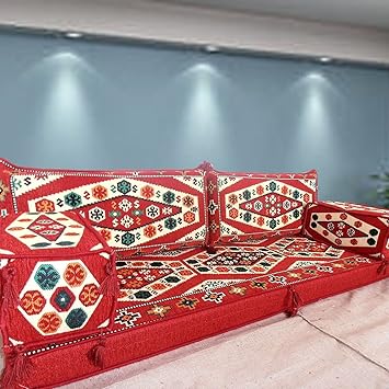 Tribal suelo asiento, hecho a mano sofá para suelo, Majlis árabe, Árabe