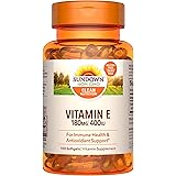 Sundown Vitamin E for Immune Support, Gluten-Free, Dairy-Free, Non-GMO, 180mg 400IU Softgels, 100 Count, 3 Month Supply