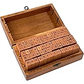 Studio Series Letterpress Stamp Set (70 piece wooden, rubber stamp set with letters, numbers, and symbols)