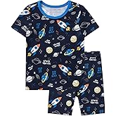 pureborn Toddler Little Kids Viscose From Bamboo Pajamas Set Short Sleeve Pjs Snug Fit Sleepwear 2pcs
