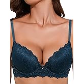 zossav Push Up Bras for Women Add 2 Cups Sexy Lace Cleavage Extra Padded Plunge Bra Underwire