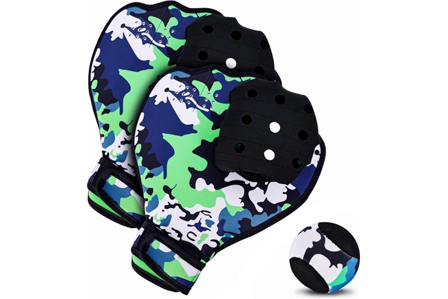 FUTESI Water Baseball Ball and Gloves Set for Pool & Beach Games-for Beach Games & Swimming Pool Toys,1PC Water Bouncing Ball with 2PCS Catch Mitts,One Size Ambidextrous Design