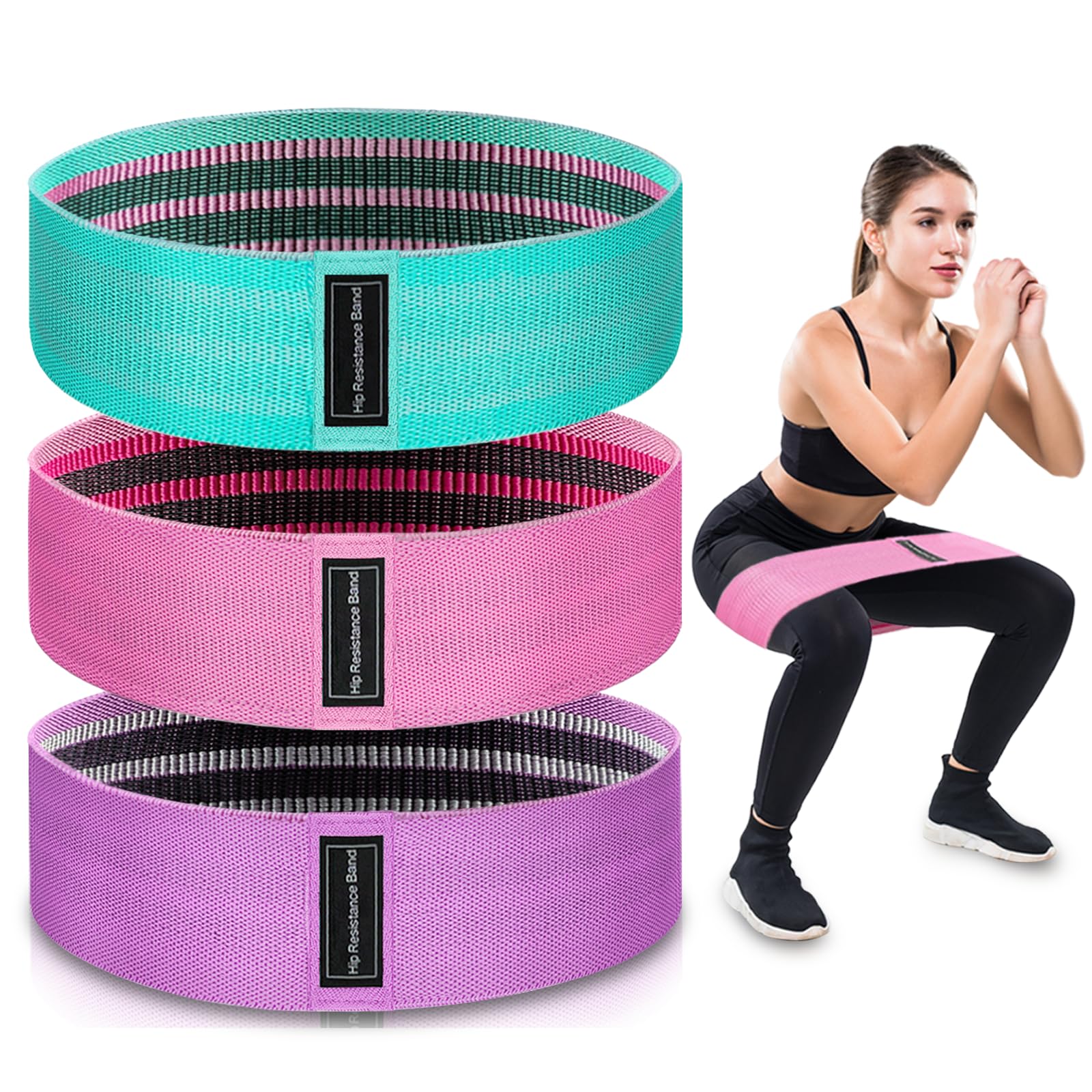 Photo 1 of ***MISSING ONE***
Exercise Bands, 3 Levels Fabric Resistance Bands for Working Out, Workout Bands Resistance for Women & Men, Multi-Colored Fabric Booty Bands for Leg Strength Training, Rehab, Yoga(Pink)
