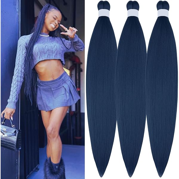 Leticia Pre Stretched Braiding Hair – Schwarz, 3 Strähnen à Ca. 300g, 66 Cm