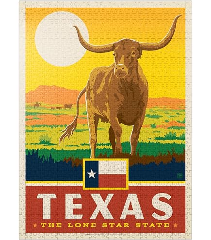 MyPuzzle 1000 Piece Jigsaw Puzzle - Houston Texas Skyline Vintage Poster For Adults & Family