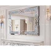 Artloge Crushed Diamond Mirror Silver: Rectangular Wall Decor 35.4"x23.6" | Decorative Mirror Luxury Crystal Mirrored Home Decor