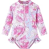 UMELOK Baby Girls' One Piece Swimsuit Rash Guard Swimwear Long Sleeve with UPF 50+ Sun Protection