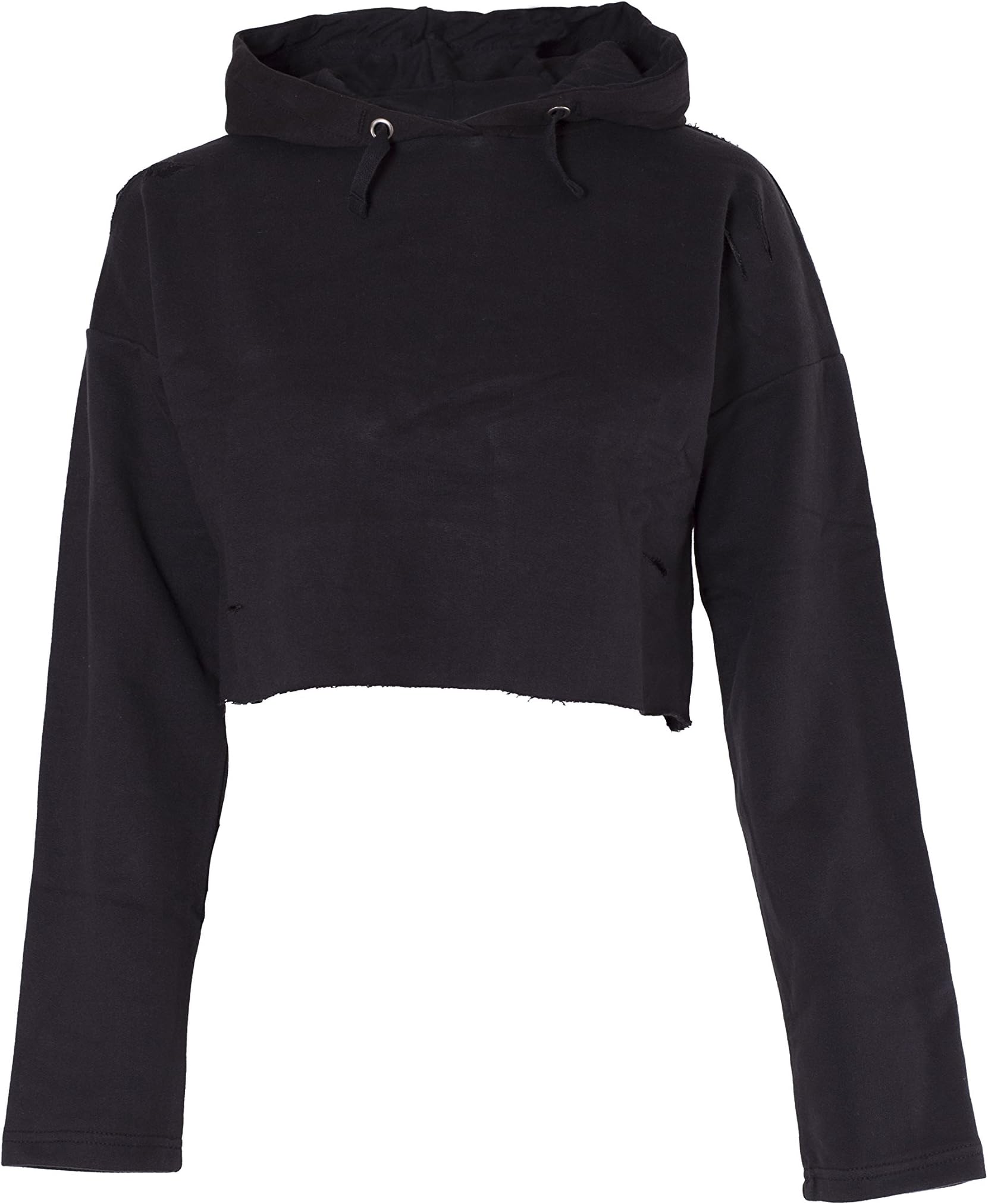 Girls Plain Crop Top Ripped Hoodie