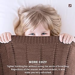 RECYCO Cable Knit Brown Throw Blanket Twin Size for