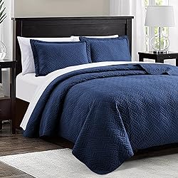 Love's cabin King Size Quilt Set Navy Blue