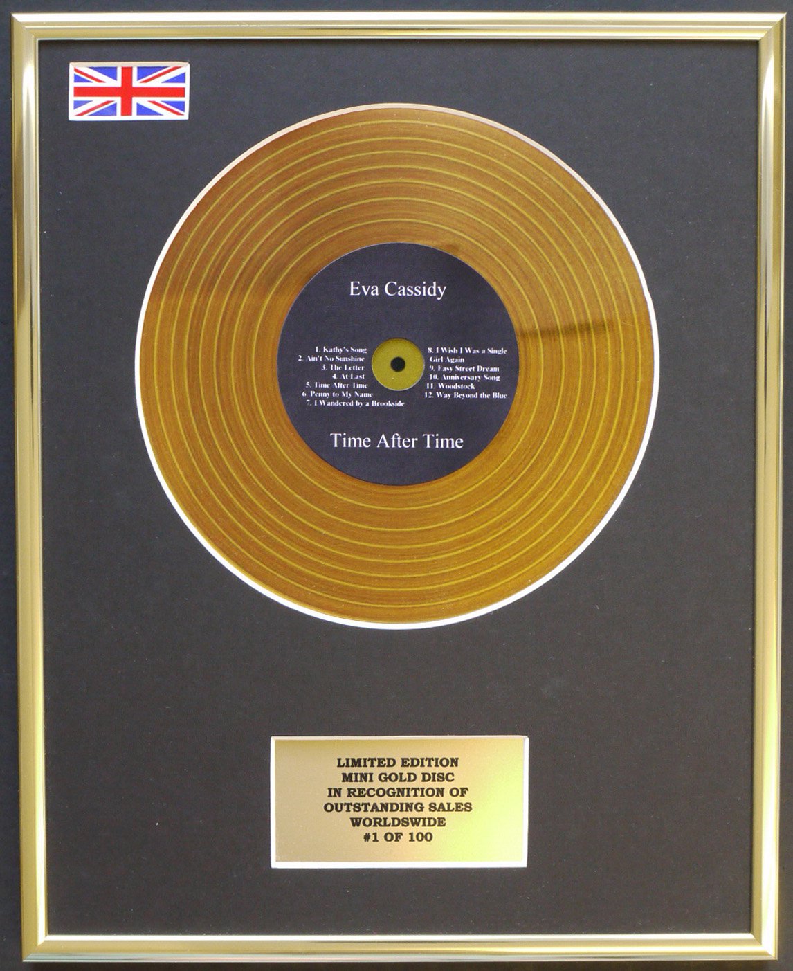 EVA CASSIDY/MINI GOLD DISC DISPLAY/LIMITED EDITION/COA/TIME AFTER TIME