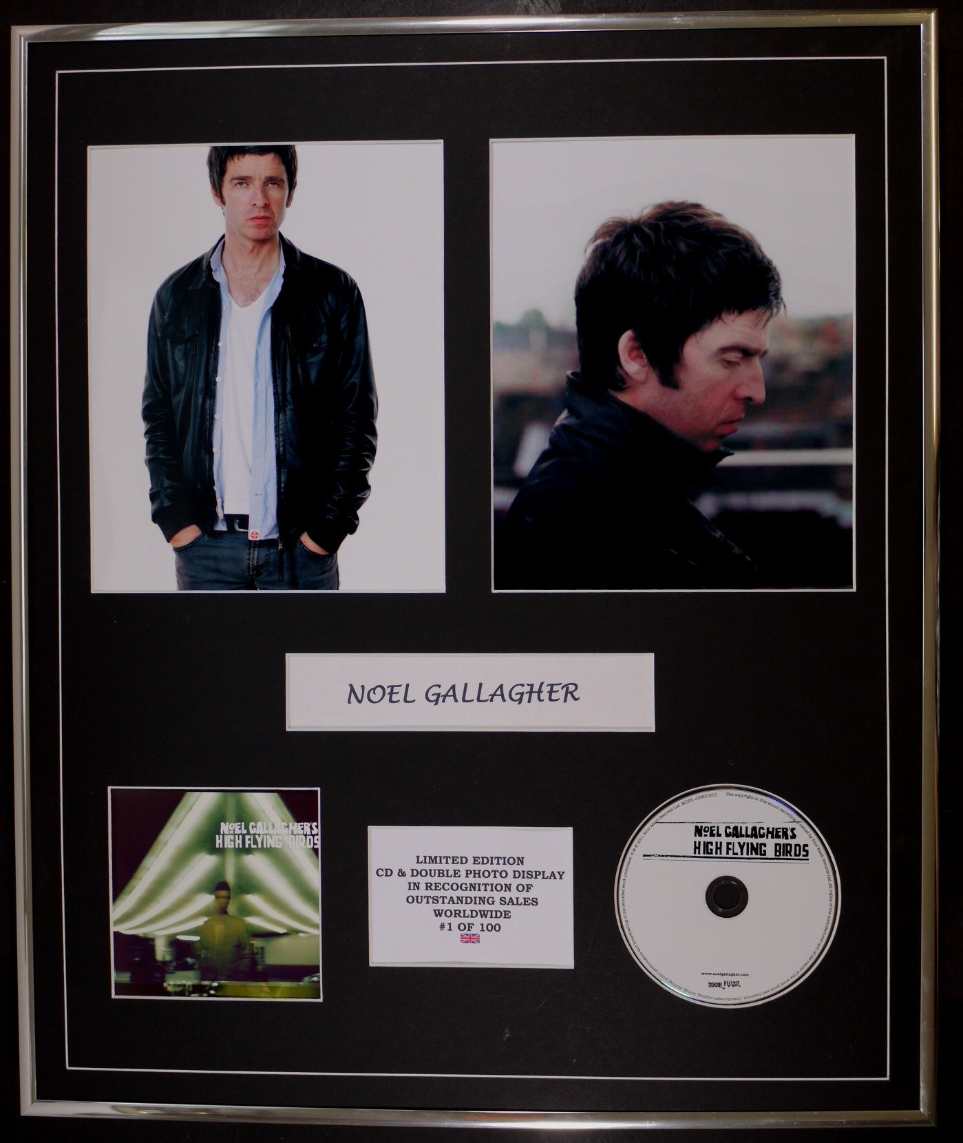 NOEL GALLAGHER/CD & DOUBLE PHOTO DISPLAY/LTD. EDITION/COA/HIGH FLYING BIRDS