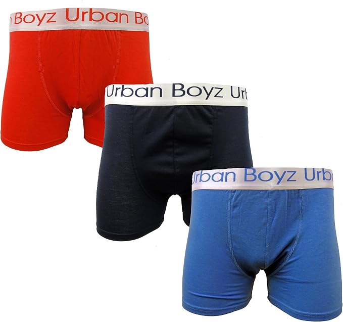 Urban Boyz Men's Boxer Shorts - Pack Of 6 Or 12, Cotton Blend, Sizes S To XL (Black, Navy, Grey)