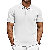 PJ PAUL JONES Men's Short Sleeve Waffle Texture Polo Shirt