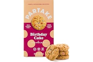 PARTAKE FOODS Partake Crunchy Cookies - Birthday Cake | 4 Boxes | Vegan & Gluten Free | Free of Top 8 Allergens- Dairy Free, Nut Free, Egg Free, Wheat Free, Soy Free, Fish Free | 5.5 Oz | 15 Cookies Each