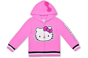 Hello Kitty Sanrio Girls Zip Up Hoodie for Toddlers and Big Girls - White, Red, Grey, Pink, Blush Pink, Hot Pink or Rainbow