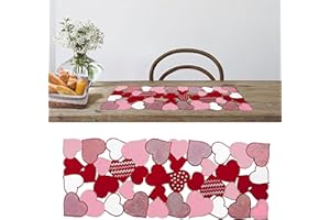 OWENIE Valentine‘s Day Table Runners, 13 x 36 Inch Valentines Table Centerpieces, Embroidered Love Heart Red Table Decorations, Mother's Day or Wedding Table Decor , Washable