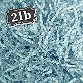 ZEBMOON 2 LB Light Blue Crinkle Cut Paper Shred Filler Great for Gift Wrapping, Basket Filling, Birthday, Wedding, Halloween, Thanksgiving, Christmas Day, New Year Party Decorations Filling Supplies