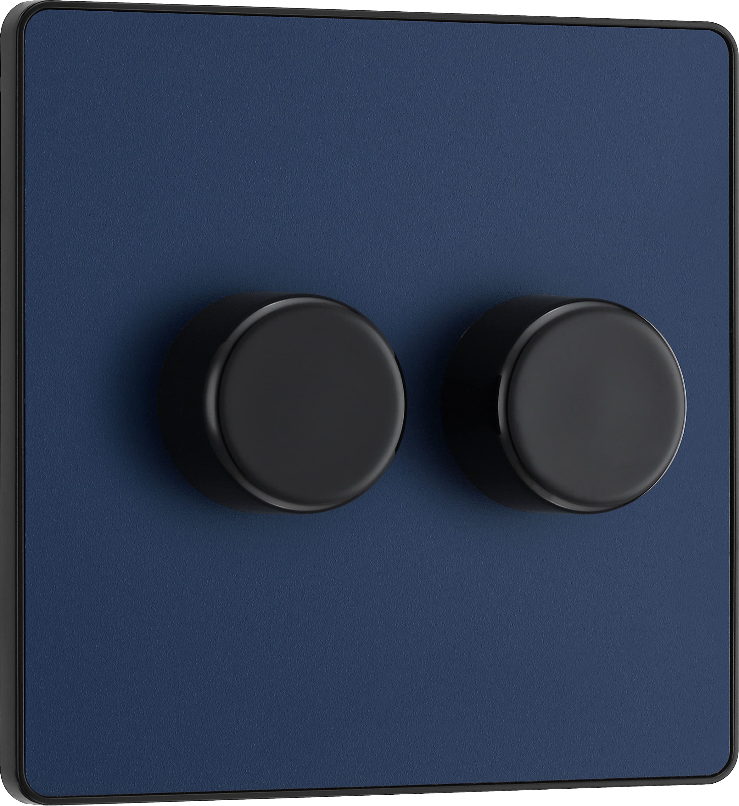 BG Electrical Intelligent Double Wall Dimmer Switch, 2 Way, Screwless Front Plate, Evolve, Matt Blue, 200W, PCDDB82B