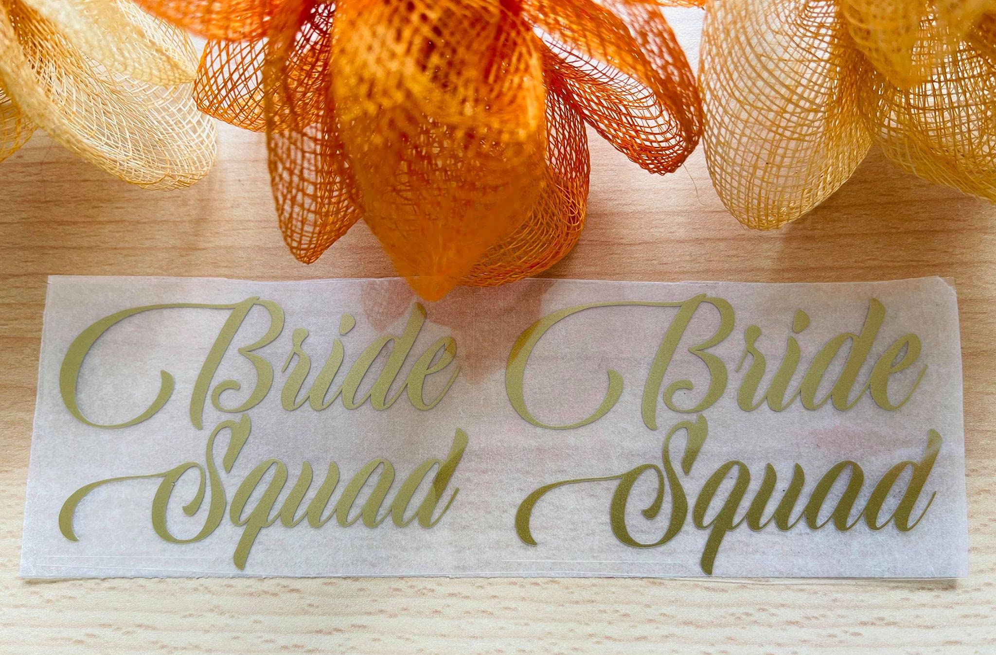 Murrielle Ltd Team Bride. Bride Squad, Bride Tribe, Bride Iron On Transfer Vinyl for Spa slippers, Wedding Party slippers, Hen Do Party Vinyl slippers Gold (Bride + 5 Bride Squad)