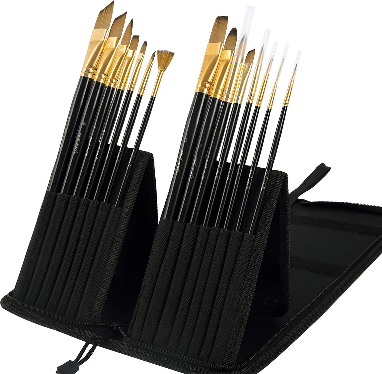 Mont Marte Premium Künstlerpinsel Set in edler Pinseltasche - 15 Stück - Hochwertige Verarbeitung - Ideal für Wasserfarben, Acrylfarben, Ölfarben - Pinsel perfekt geeignet für Anfänger und Profis