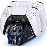 PS5 Controller Charger Station Compatible with PlayStation 5 Dualsense Controllers - LED Dual Charger Dock PS5 Controller Charging Station Accessories for Playstaton 5 Faceplates DualSense Edge-Black